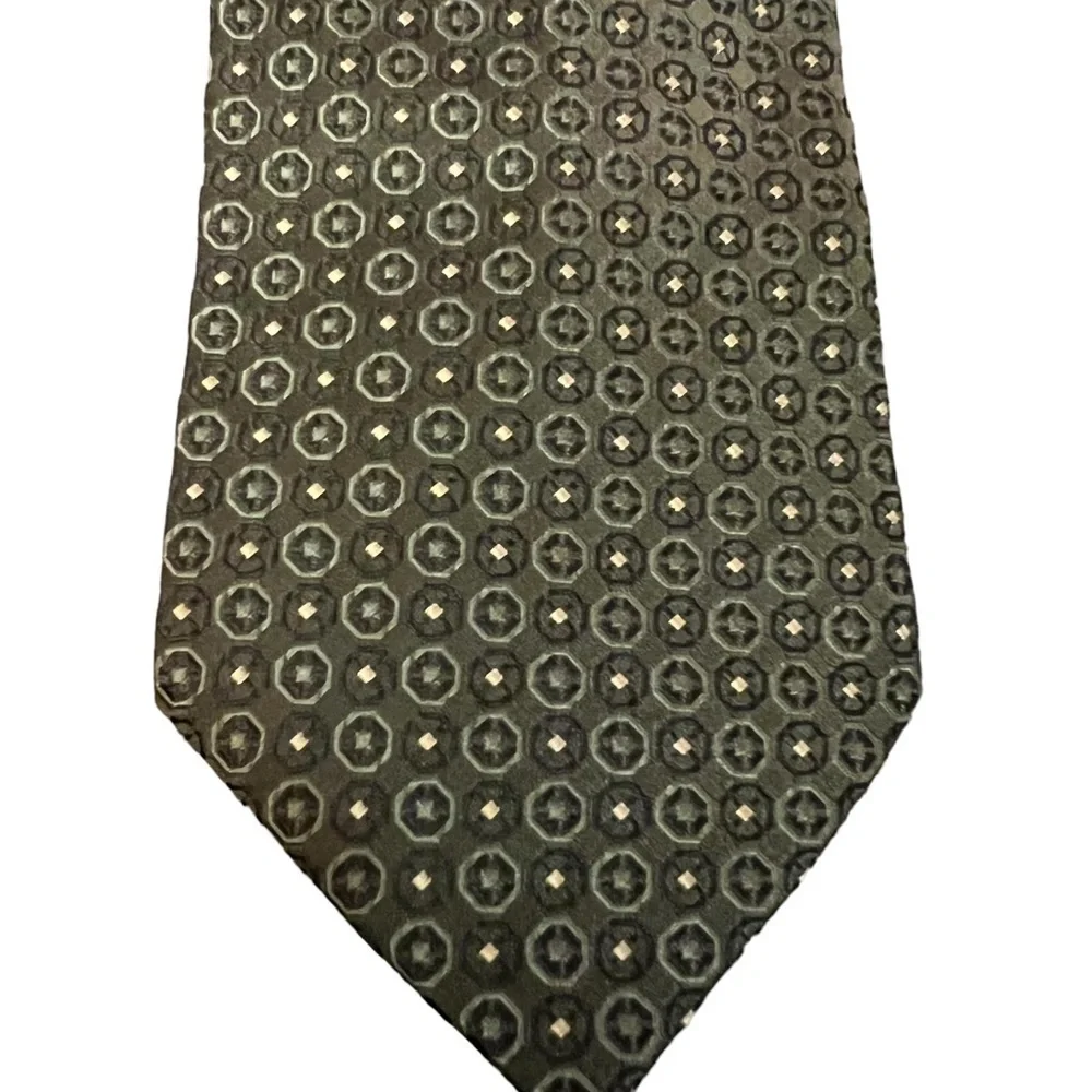Banana Republic olive green & gold geometric tie
